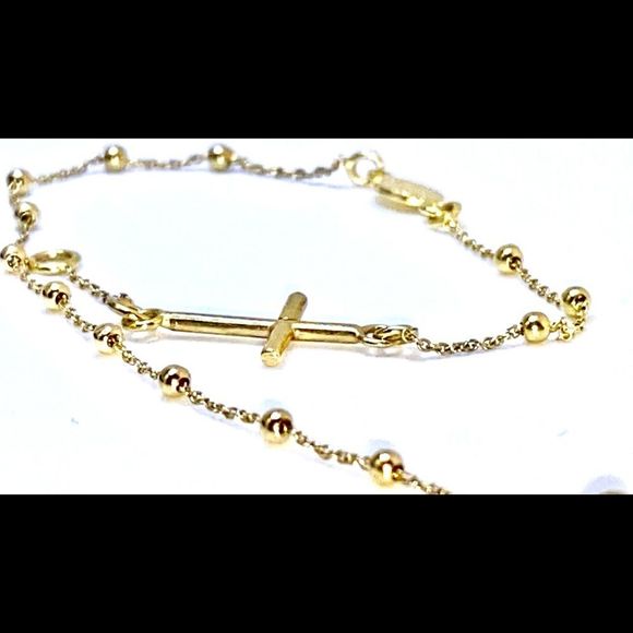 SHINE BY LEONRICHCross Bracelet Set in 10k Gold( 7 1/2in )